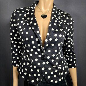 Y2K Forever 21 Polka Dot Fitted Blazer Black White Size M Office Siren Retro